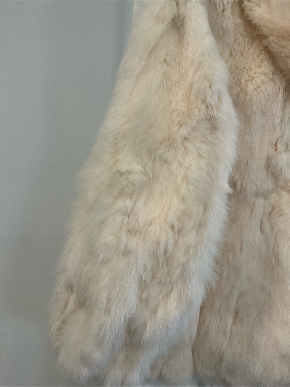 NWT Luxury Real Rabbit Fur Cream Vintage Coat - Stylish Warm Jacket - Picture 11 of 16